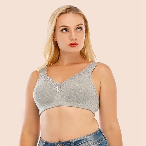 Plus Lace Trim Comfortable Wireless Bra